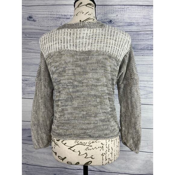 Soft Surroundings Crossover Wrap Sweater Womens M Long Sleeve V Neck Linen Gray - Picture 3 of 11